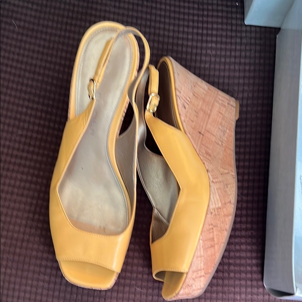 Marc Fisher Yellow Wedge Slingbacks